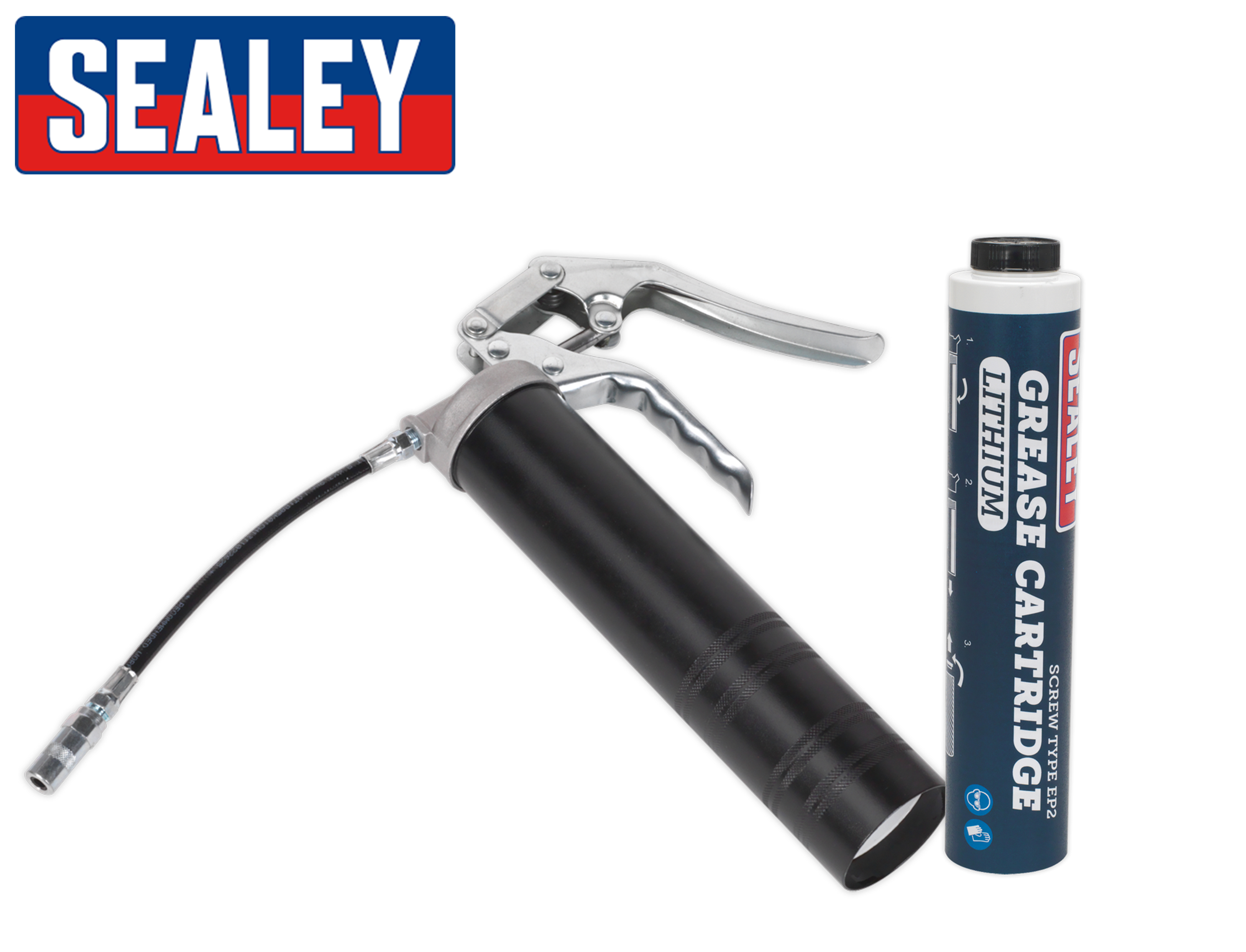 Sealey AK53 Pistol Type Grease Gun + SCS107 Screw on EP2 Lithium